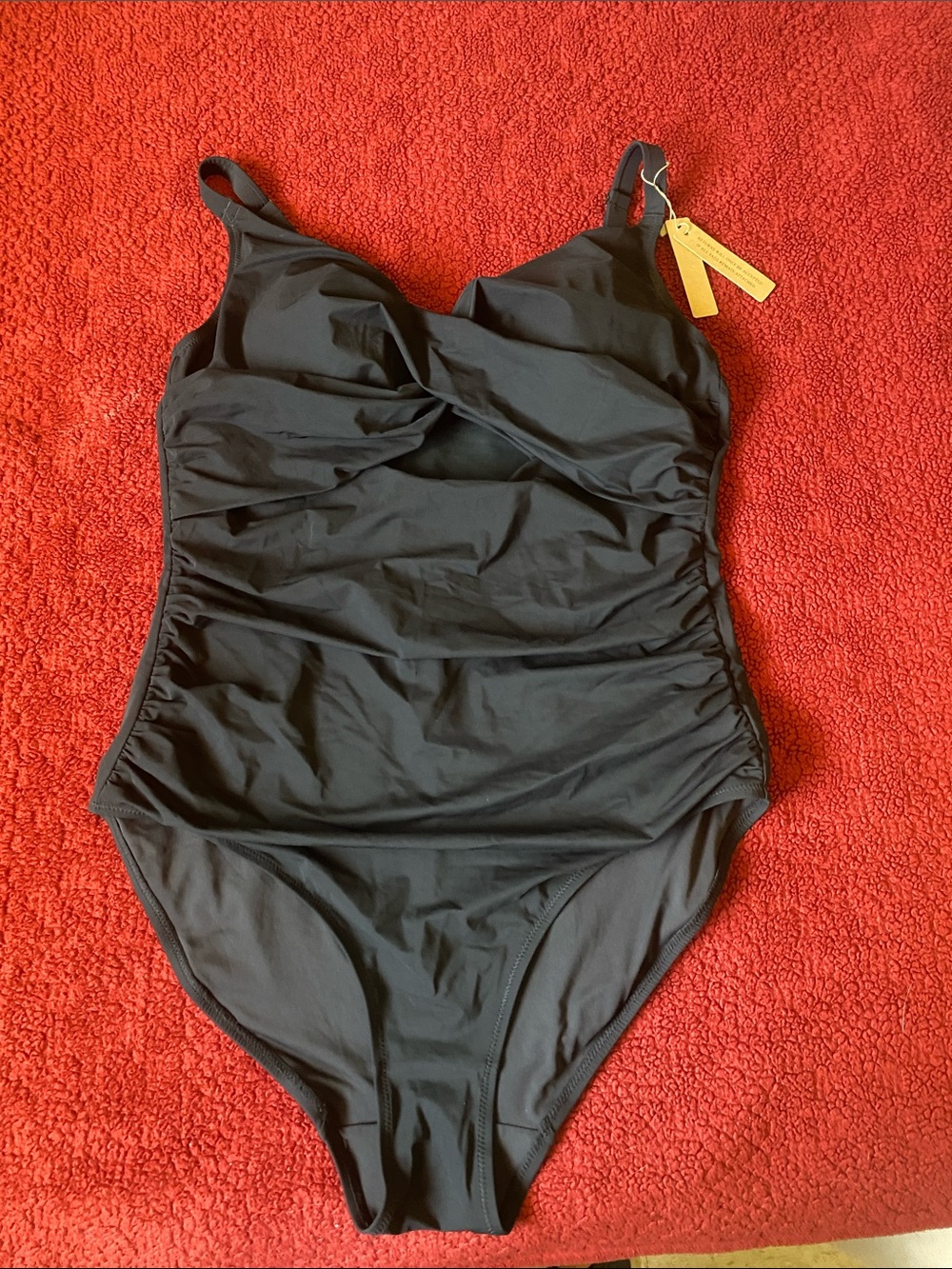 Black One-Piece Swim Suit with Twist Front